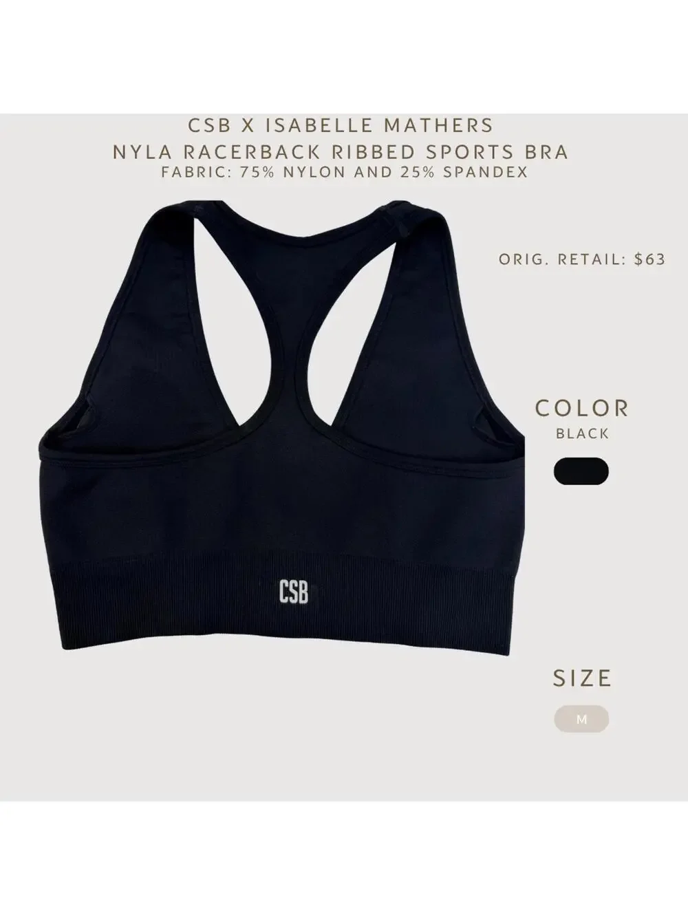 CSB Black Racerback Seamless Sports Bra